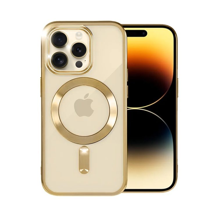 etui do iphone 14 pro magsafe luxury przeźroczyste, złote
