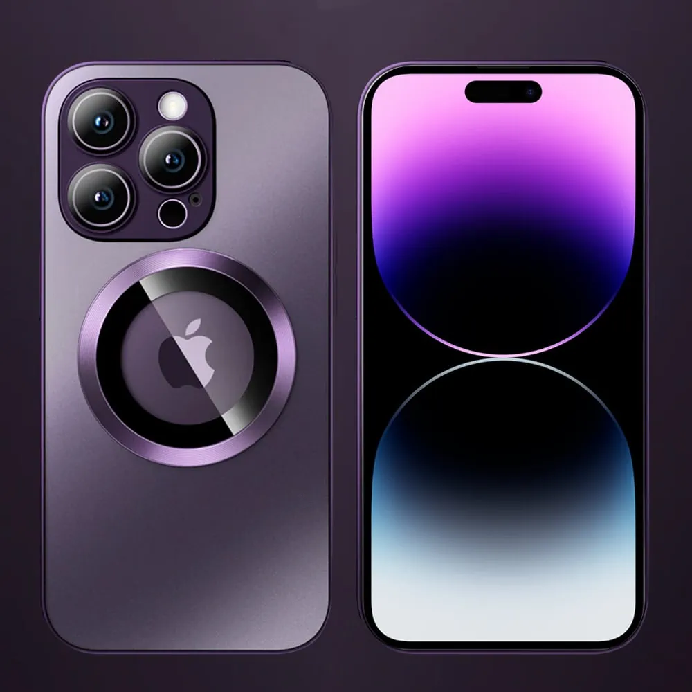 etui do iphone 14 pro noble brush magsafe z widocznym logo i osłoną na aparat, głęboka purpura