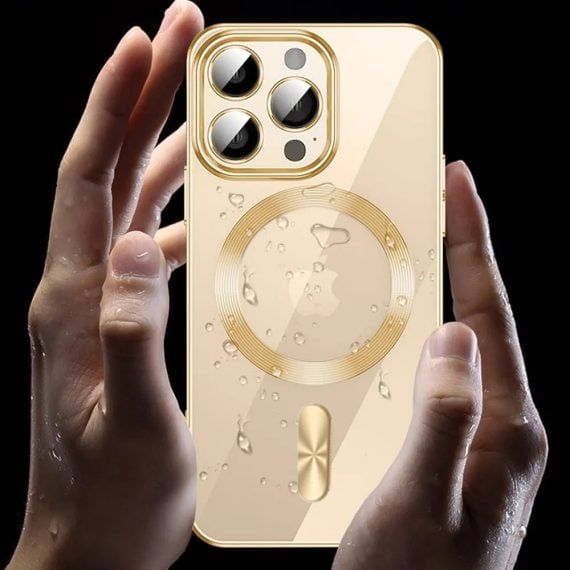 etui do iphone 14 pro magsafe luxury przeźroczyste, złote [po zwrocie]