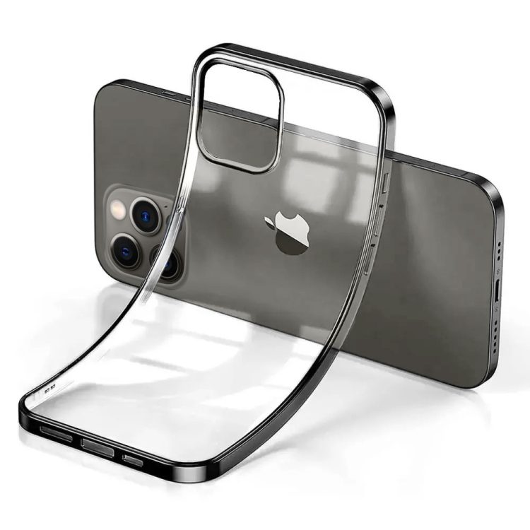 etui do iphone 12 pro jetech simple metallic vampire graphite przeźroczyste z ramką w kolorze czarnym grafitowym