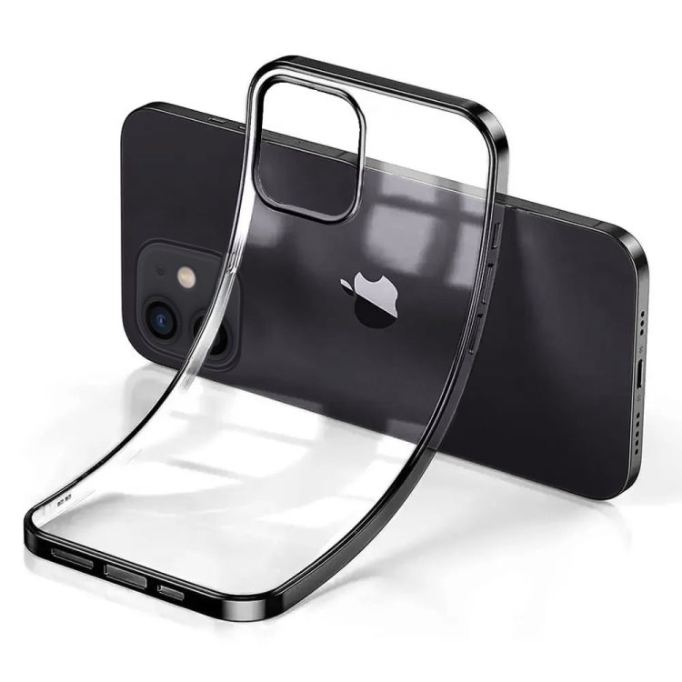etui do iphone 12 jetech simple metallic vampire graphite przeźroczyste z ramką w kolorze czarnym grafitowym