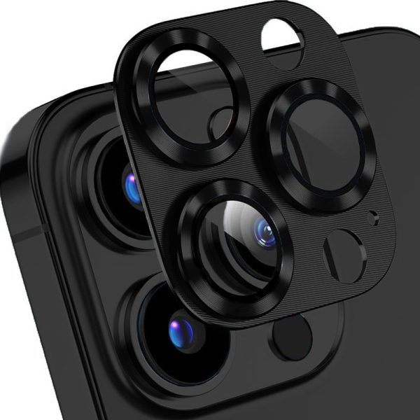 iPhone 14 Pro Max metalowa osłona na cały aparat, wbudowane szkła 9H, czarna