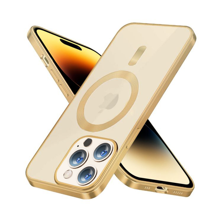 etui do iphone 14 pro max liquid gold magsafe, złote