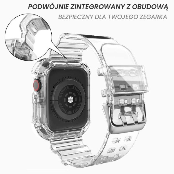 silikonowy zestaw pasek i etui obudowa do zegarka apple watch 6/5/4/se 40 mm – przeźroczyste