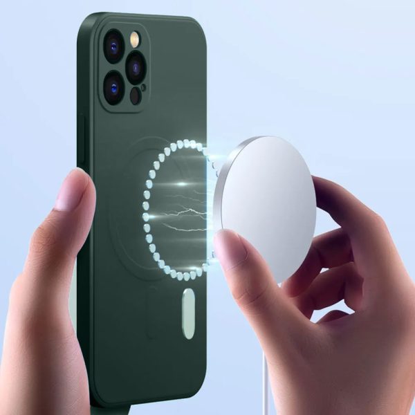 etui do iphone 13 pro max silikonowe z mikrofibrą premium soft touch magsafe ochrona aparatu, zielone
