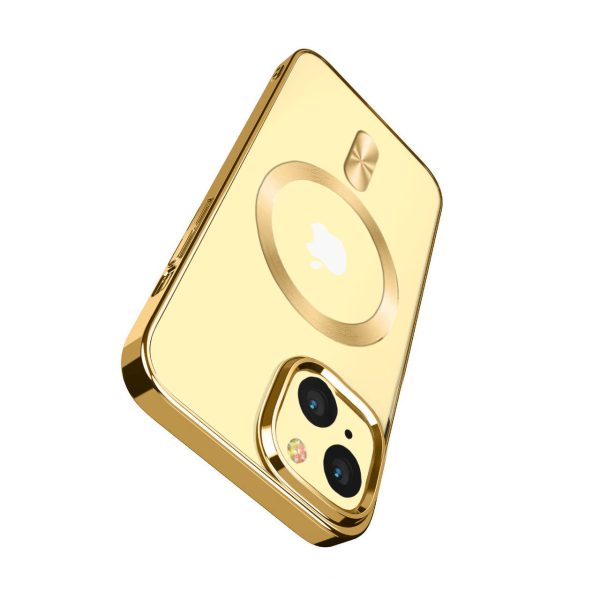 etui do iphone 14 magsafe luxury przeźroczyste, złote