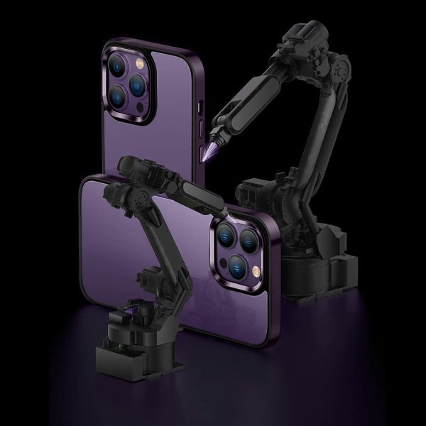 etui do iphone 14 pro elegant hybrid color, krystaliczny tył, ciemna purpura