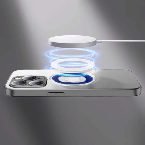etui do iphone 14 pro max noble brush silver magsafe z widocznym logo i osłoną na aparat, srebrne