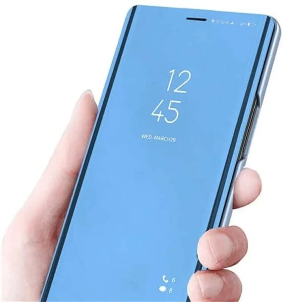 etui do iphone 13 mini blueview zamykane eleganckie lustrzane, niebieskie
