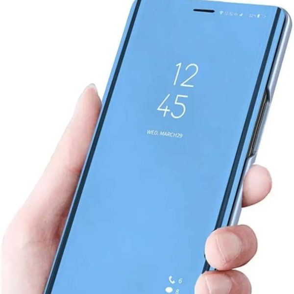etui do iphone 13 mini blueview zamykane eleganckie lustrzane, niebieskie