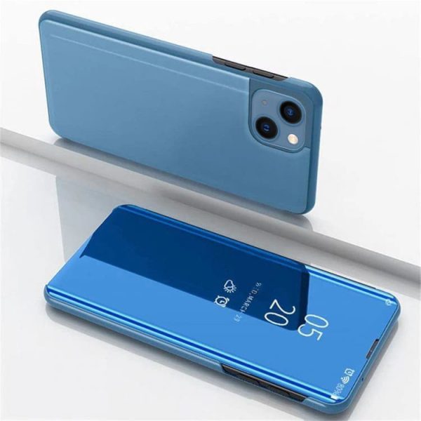 etui do iphone 13 mini blueview zamykane eleganckie lustrzane, niebieskie