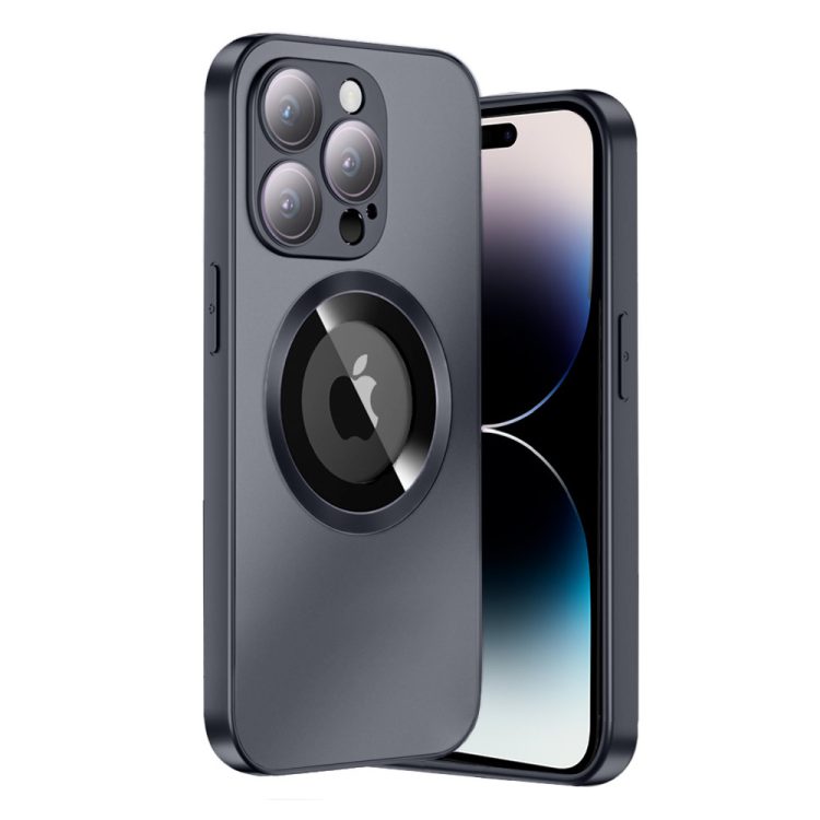 etui do iphone 14 pro max noble brush magsafe z widocznym logo i osłoną na aparat, grafitowe