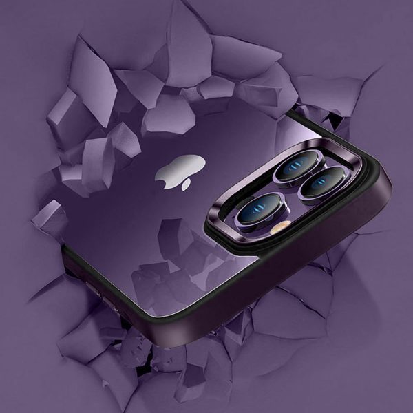 etui do iphone 14 pro elegant hybrid color, krystaliczny tył, ciemna purpura