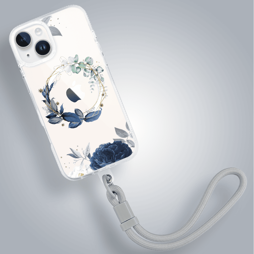 Etui do iPhone 14, Flower MagSafe, niebieskie kwiaty, przeźroczyste (3)