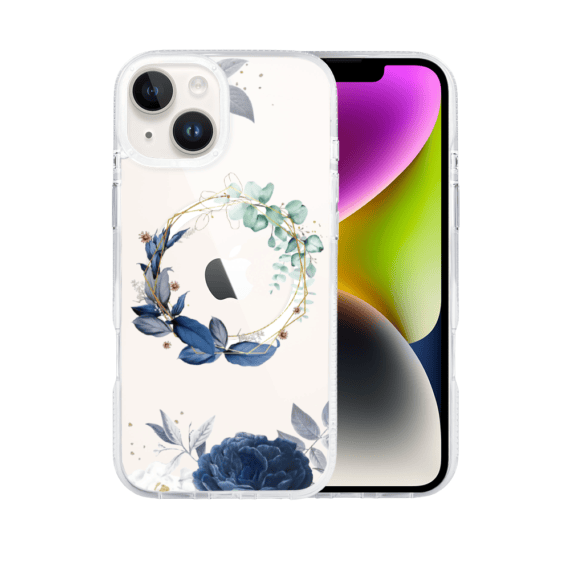 Etui do iPhone 14, Flower MagSafe, niebieskie kwiaty, przeźroczyste (5)