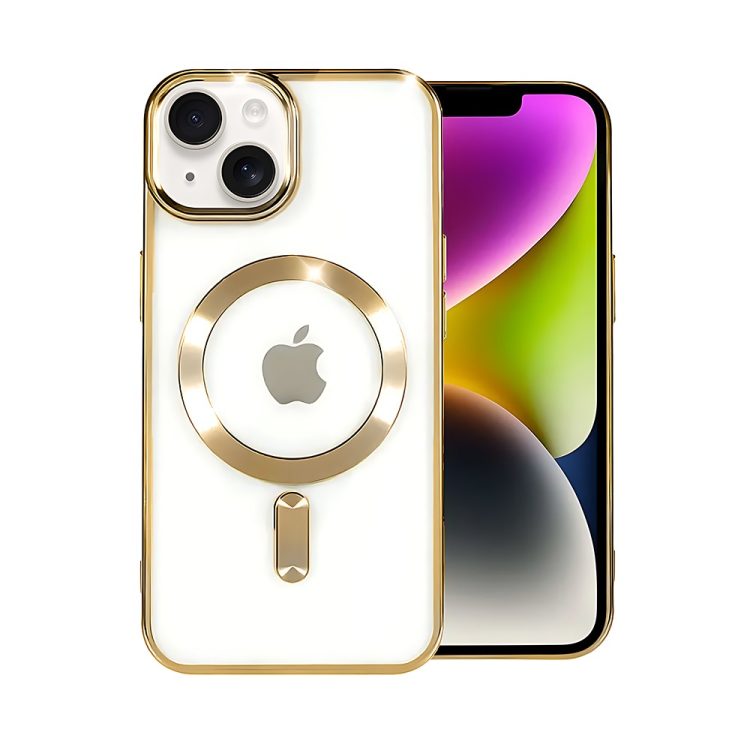 etui do iphone 14 magsafe luxury przeźroczyste, złote