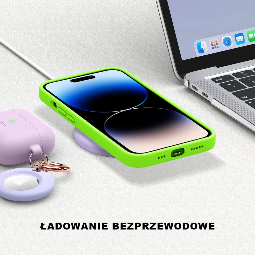 etui do iphone 14 pro silikonowe z mikrofibrą soft touch, intensywny zielony