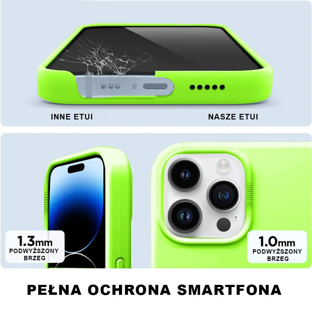 etui do iphone 14 pro silikonowe z mikrofibrą soft touch, intensywny zielony