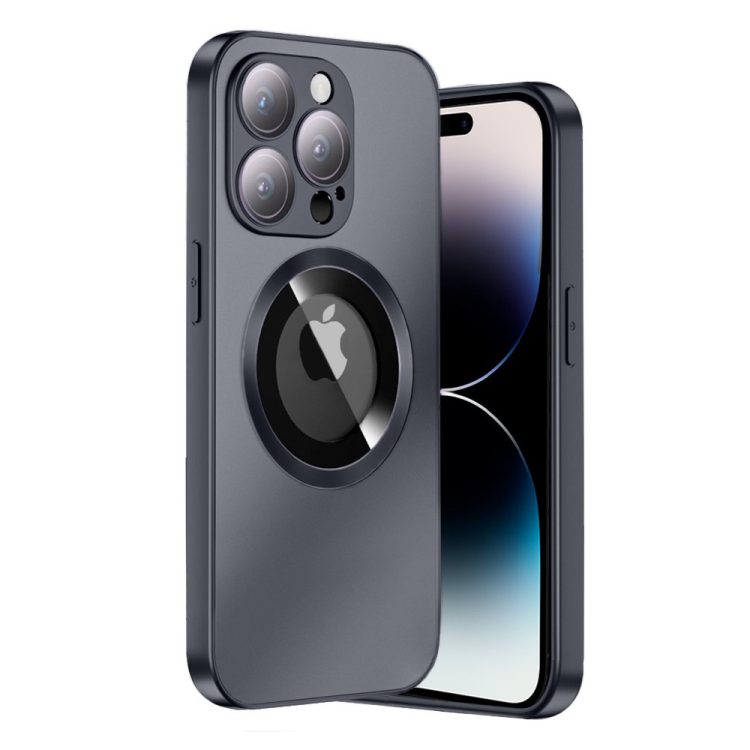 etui do iphone 14 pro noble brush magsafe z widocznym logo i osłoną na aparat, grafitowe