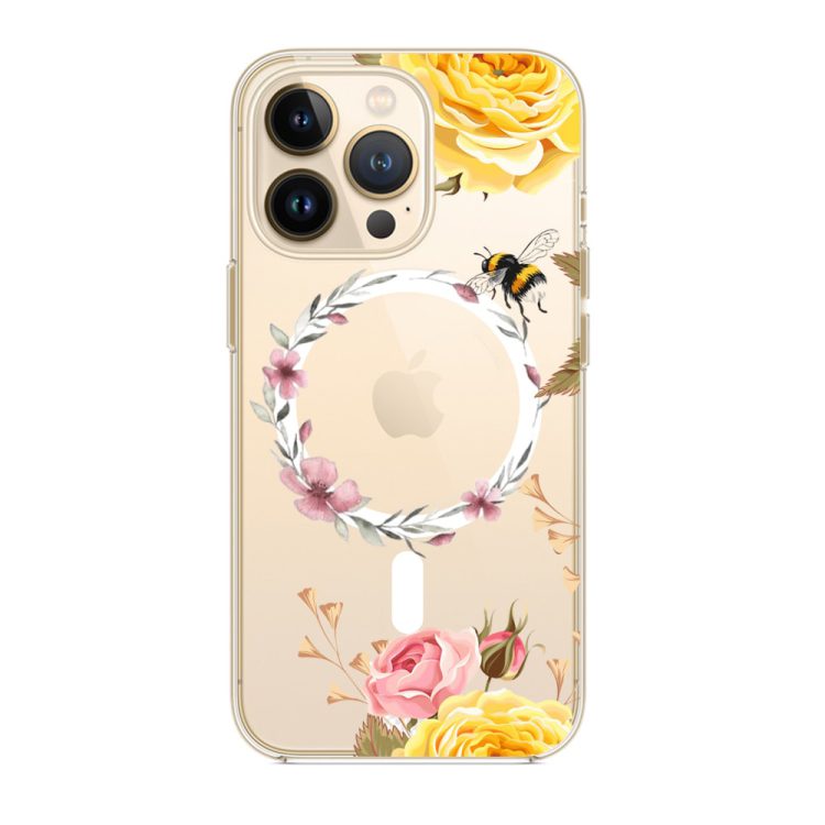 etui do iphone 14 pro max, kwiaty i pszczoła etui z magsafe