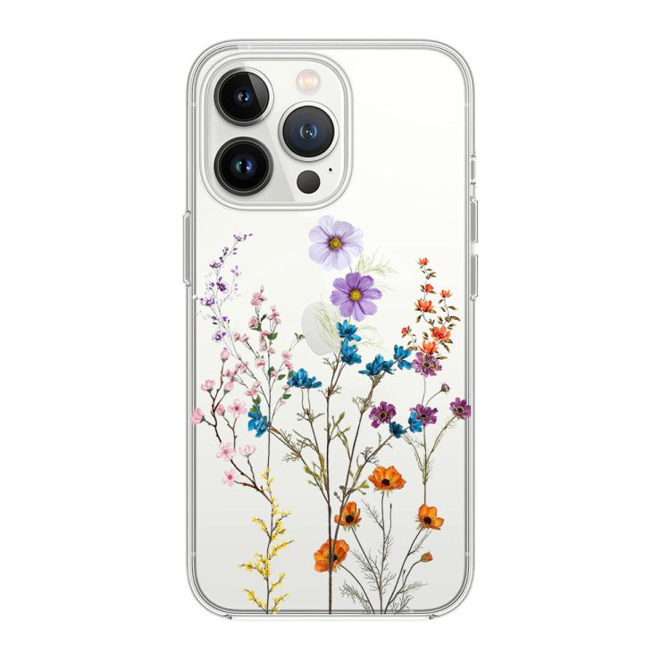 etui do iphone 14 pro max, kwiaty różnokolorowe