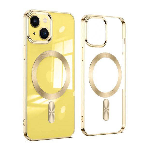 Etui do iPhone 14 Magsafe Luxury przeźroczyste, złote