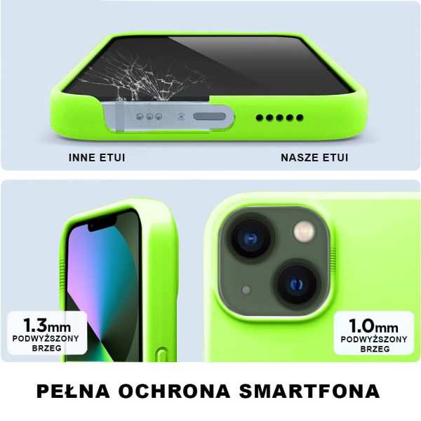 etui do iphone 13 silikonowe z mikrofibrą soft touch, intensywnie zielone