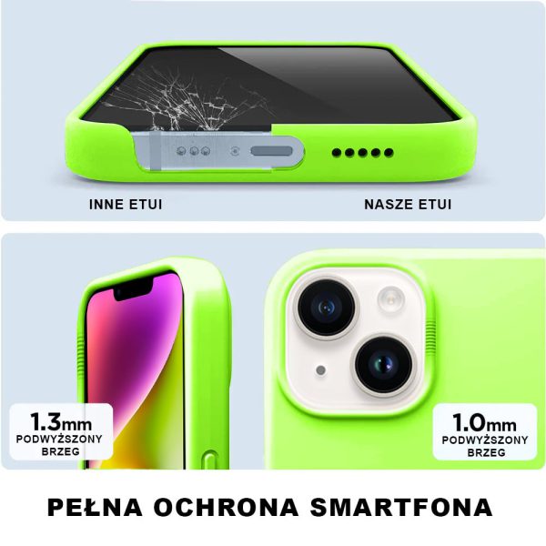 etui do iphone 14 pro silikonowe z mikrofibrą soft touch, intensywnie zielone (kopia)