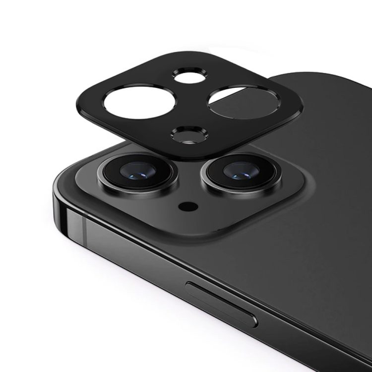 iPhone 14 gładka metalowa osłona na cały aparat, czarna