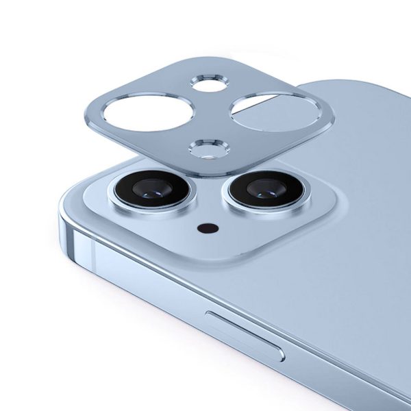 iPhone 14 gładka metalowa osłona na cały aparat, niebieska