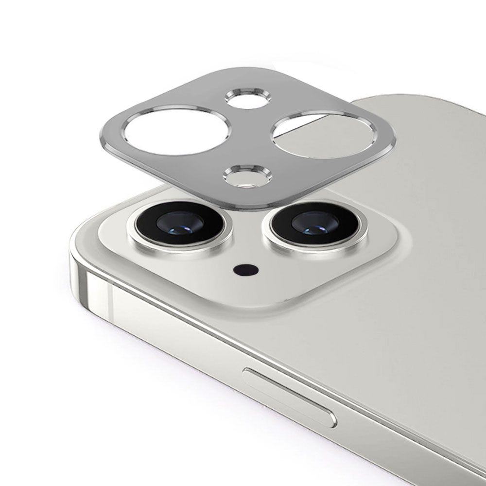 iPhone 14 gładka metalowa osłona na cały aparat, srebrna