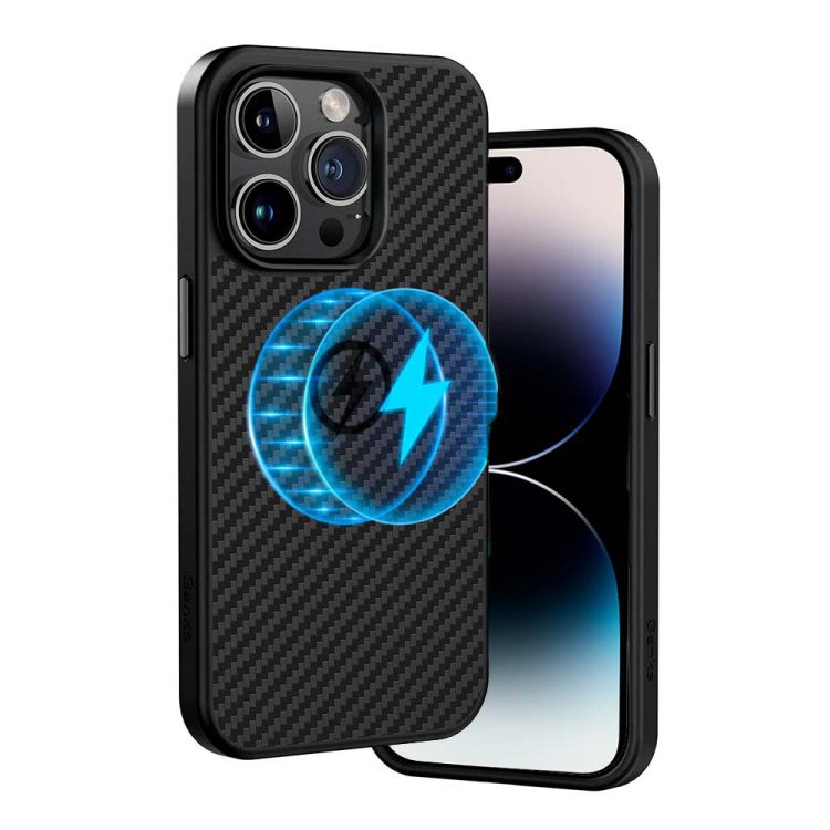 etui do iphone 14 pro karbonowe z magsafe, czarne
