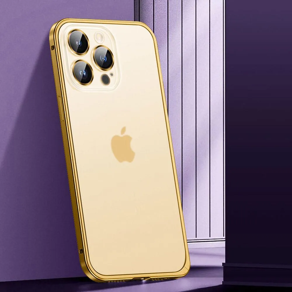 Etui do iPhone 14 Pro Metalic Frame Oryginal, ochrona aparatu, złota ramka
