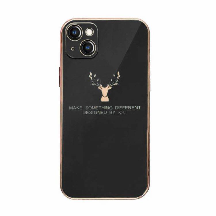 surphy do iphone 13 mini z nadrukiem, czarne ze złotą ramką
