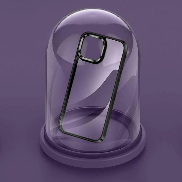 etui do iphone 14 elegant hybrid color, krystaliczny tył, czarne