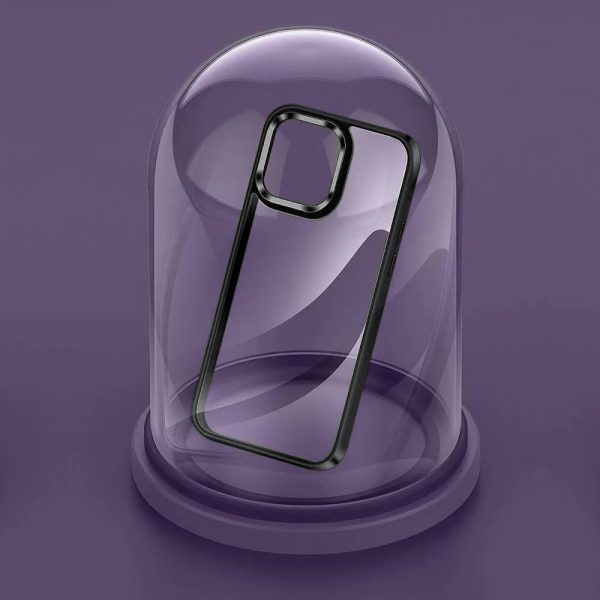 etui do iphone 14 pro max elegant hybrid color, krystaliczny tył, głęboka czerń, czarne