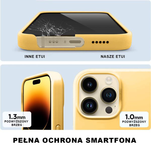 etui do iphone 14 pro silikonowe z mikrofibrą soft touch, szafranowy żółty