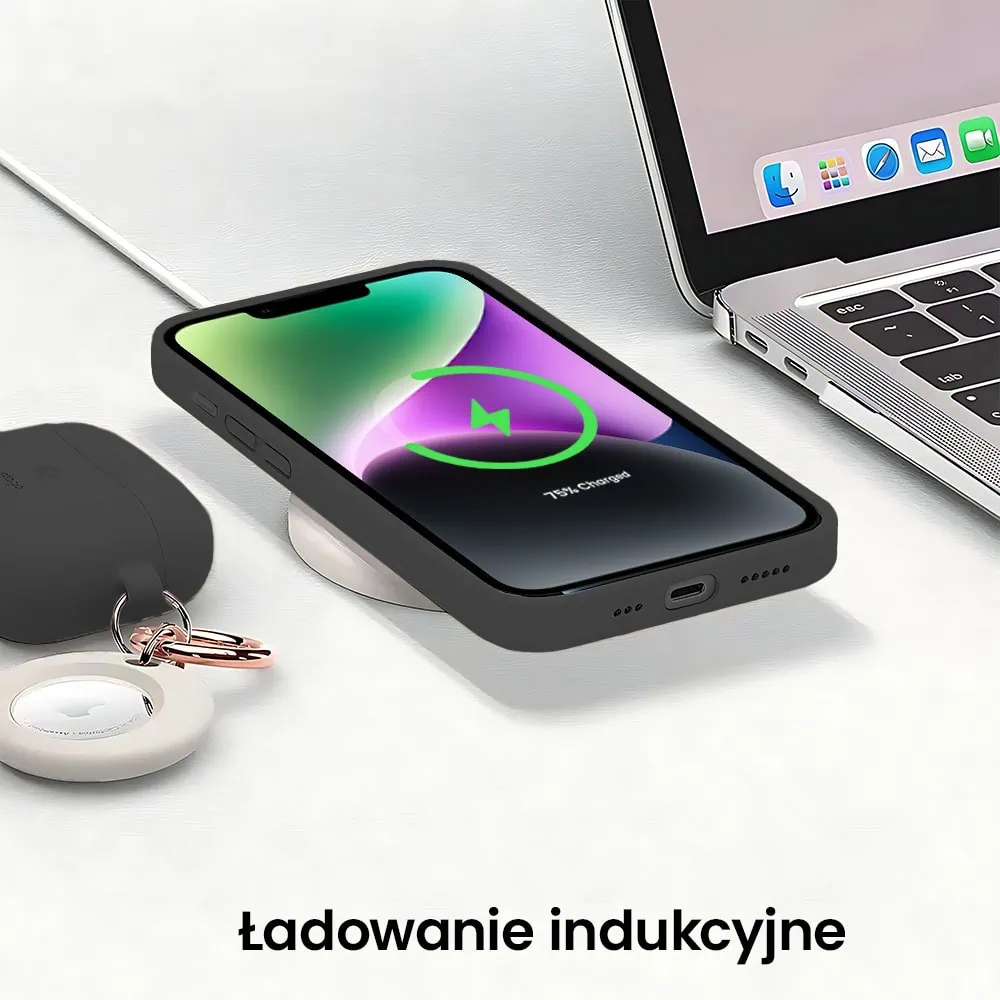 Etui do iPhone 14 Plus silikonowe z mikrofibrą soft touch z osłoną na aparat, czarne (1)