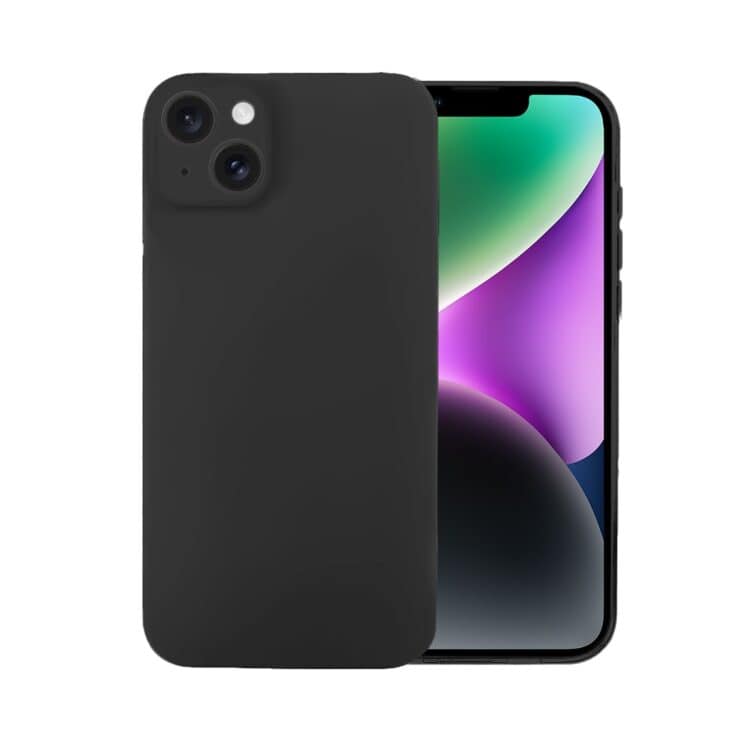 Etui do iPhone 14 Plus silikonowe z mikrofibrą soft touch z osłoną na aparat, czarne (2)