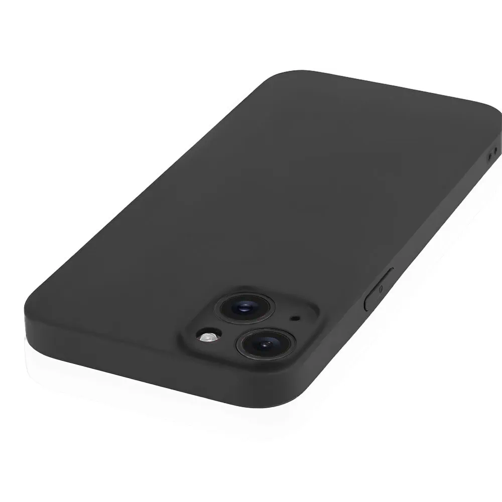 Etui do iPhone 14 Plus silikonowe z mikrofibrą soft touch z osłoną na aparat, czarne (4)
