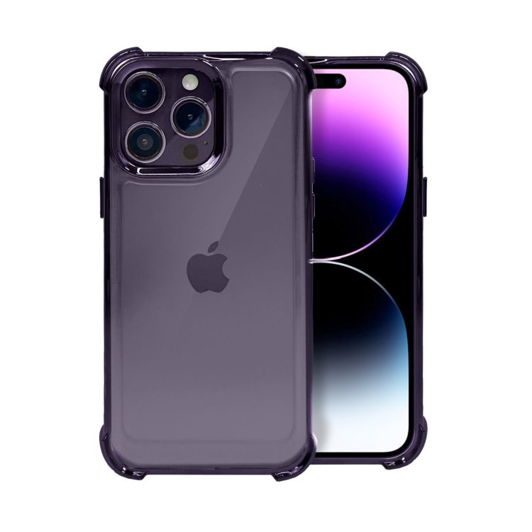 etui do iphone 14 pro hybrid elegance anti shock z poduszkami, głęboka purpura