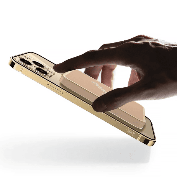 etui do iphone 13 pro max ibizu elite skin ultra cienkie, krystalicznie czyste z metalową ramką, złote z magsafe [po zwrocie]