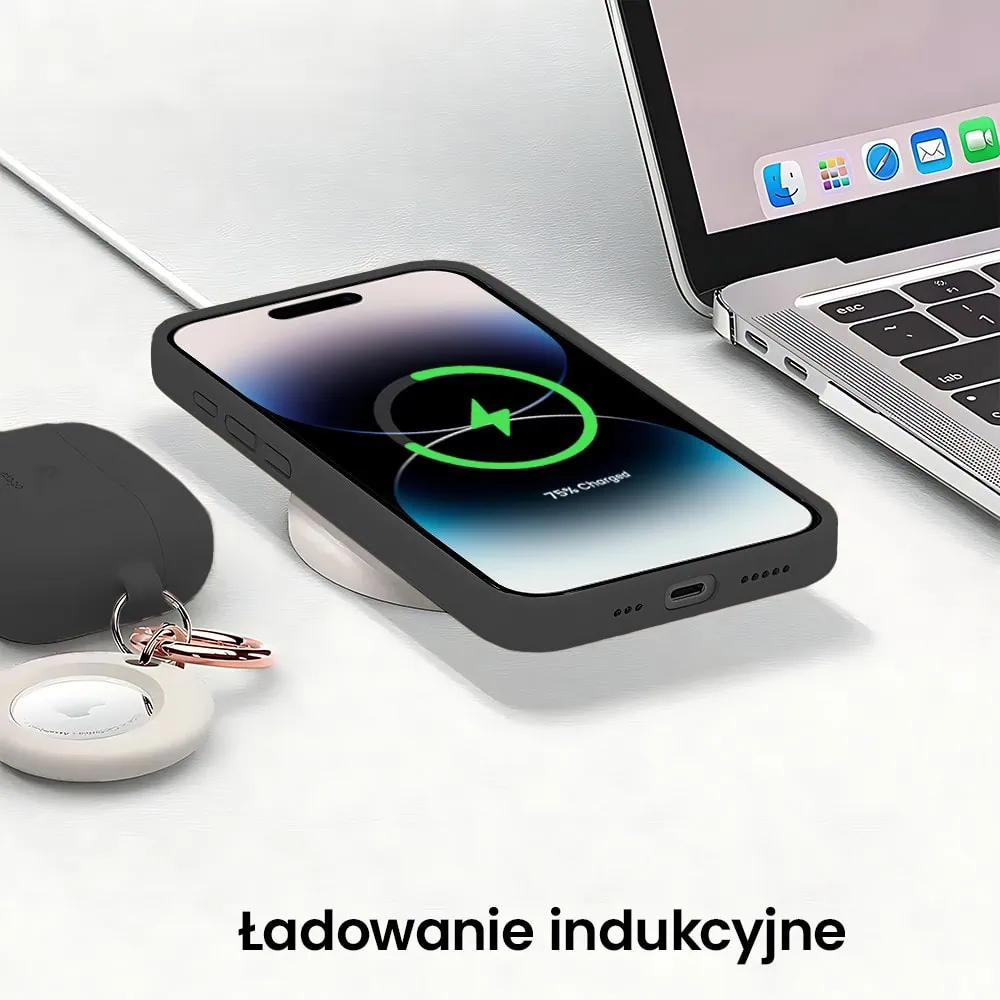 Etui do iPhone 14 Pro Max silikonowe z mikrofibrą soft touch z osłoną na aparat, czarne (1)