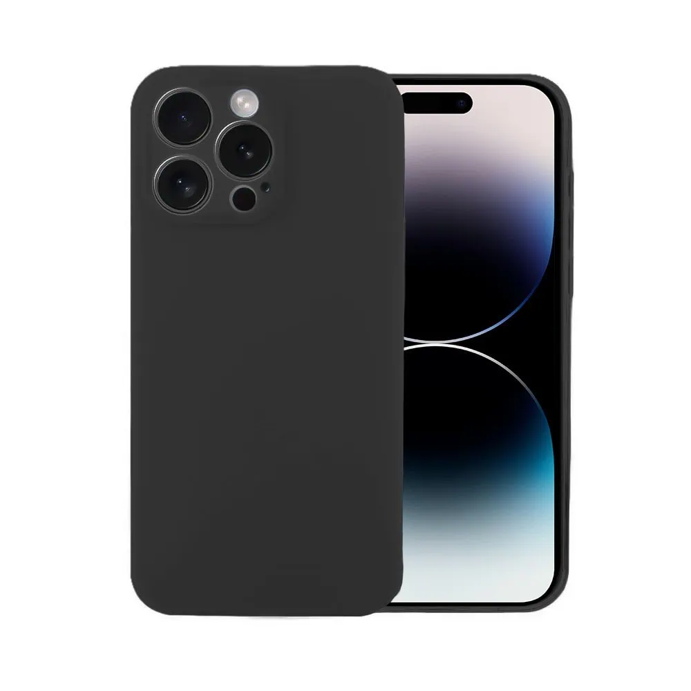 Etui do iPhone 14 Pro Max silikonowe z mikrofibrą soft touch z osłoną na aparat, czarne (2)