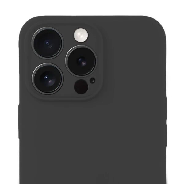 Etui do iPhone 14 Pro Max silikonowe z mikrofibrą soft touch z osłoną na aparat, czarne (3)