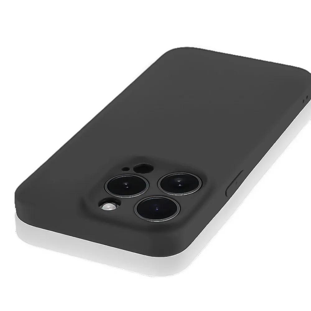 Etui do iPhone 14 Pro Max silikonowe z mikrofibrą soft touch z osłoną na aparat, czarne (4)