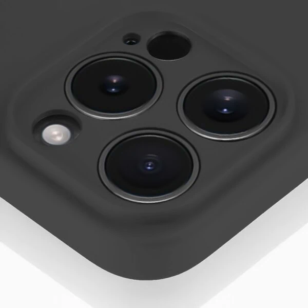 Etui do iPhone 14 Pro Max silikonowe z mikrofibrą soft touch z osłoną na aparat, czarne (5)