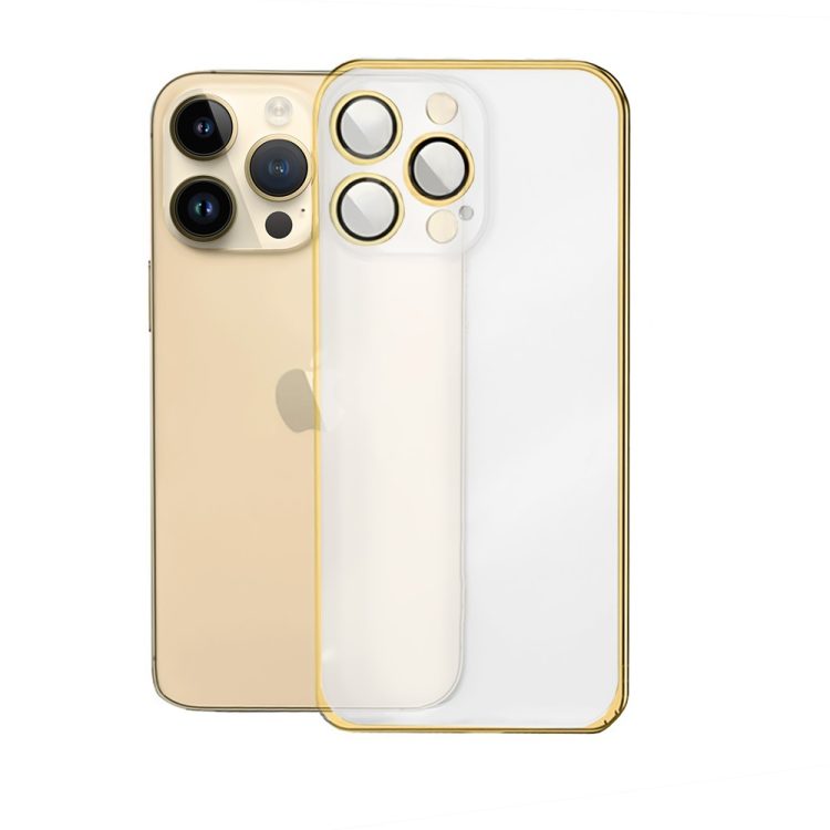 etui do iphone 14 pro max metalic frame oryginal, ochrona aparatu, złota ramka