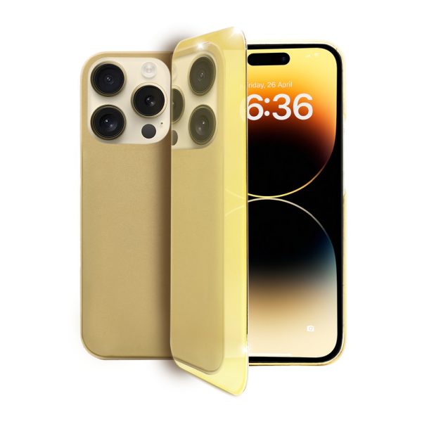 etui do iphone 14 pro goldview zamykane eleganckie lustrzane, złote