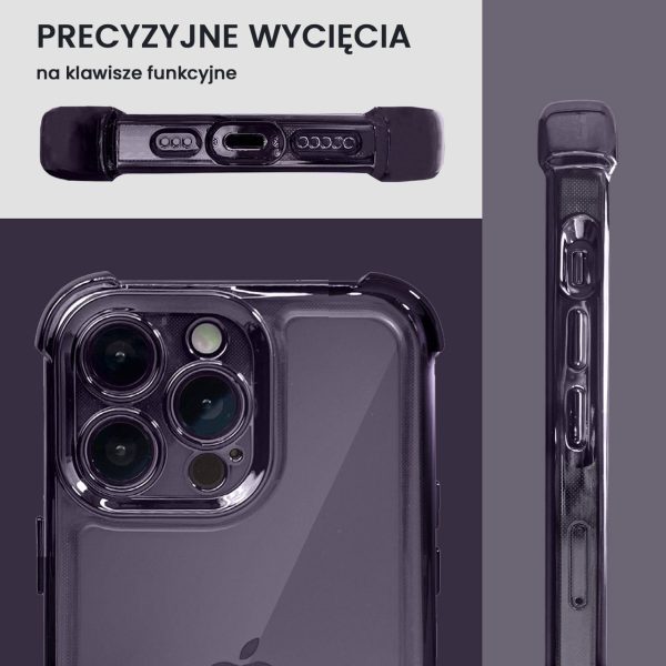 etui do iphone 14 pro hybrid elegance anti shock z osłoną na aparat i poduszkami, głęboka purpura